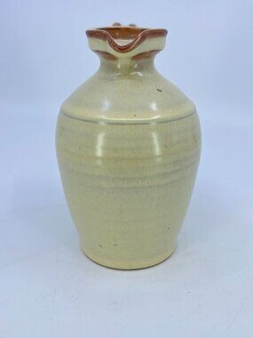 vintage liebermann pottery ceramic pitcher with handle rustic farmhouse decor
